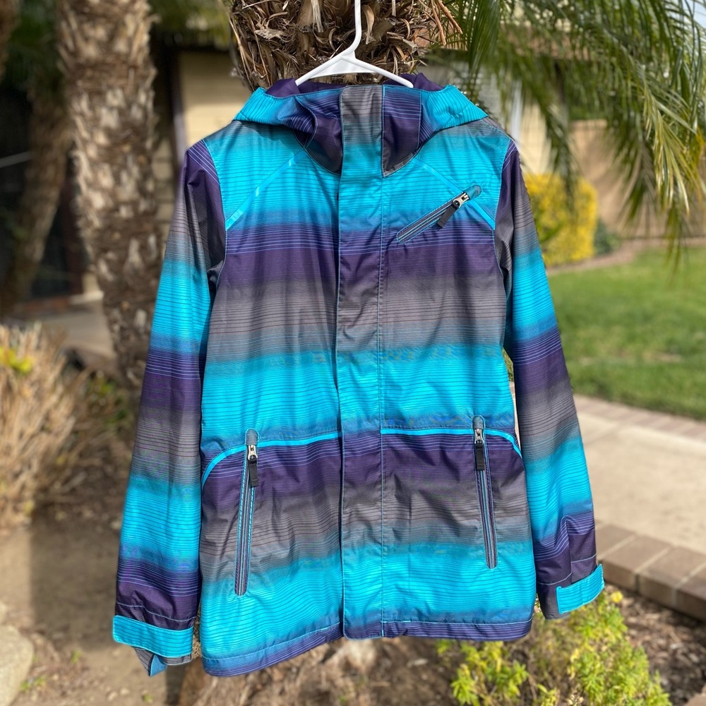 Burton • DryRide Blue & Purple Striped Insulated Snowboarding Jacket